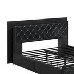 Moasis Lit Double en PU avec LED Cadre de Lit Capitonne Plateforme