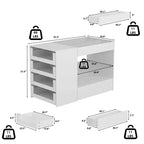 Famapy Organisateur de placard à dessus en verre Blanc Îlot de dressing Grand espace de rangement Commode Vitrine Meuble de rangement de placard Îlot de coiffeuse Organisateur de beauté
