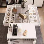 Famapy Organisateur de placard à dessus en verre Blanc Îlot de dressing Grand espace de rangement Commode Vitrine Meuble de rangement de placard Îlot de coiffeuse Organisateur de beauté