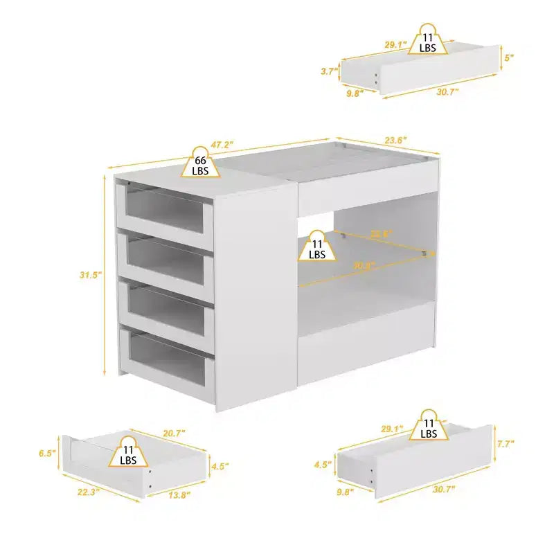 Famapy Organisateur de placard à dessus en verre Blanc Îlot de dressing Grand espace de rangement Commode Vitrine Meuble de rangement de placard Îlot de coiffeuse Organisateur de beauté