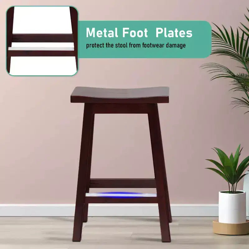 FDW Tabouret de Bar Bois Classique 24/30 Pouces Selle Siège Cuisine Tabouret de Bar Lot de 2 Tabourets de Bar avec Repose-Pieds Tabourets de Comptoir en Bois pour la Maison
