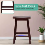 FDW Tabouret de Bar Bois Classique 24/30 Pouces Selle Siège Cuisine Tabouret de Bar Lot de 2 Tabourets de Bar avec Repose-Pieds Tabourets de Comptoir en Bois pour la Maison