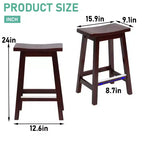 FDW Tabouret de Bar Bois Classique 24/30 Pouces Selle Siège Cuisine Tabouret de Bar Lot de 2 Tabourets de Bar avec Repose-Pieds Tabourets de Comptoir en Bois pour la Maison