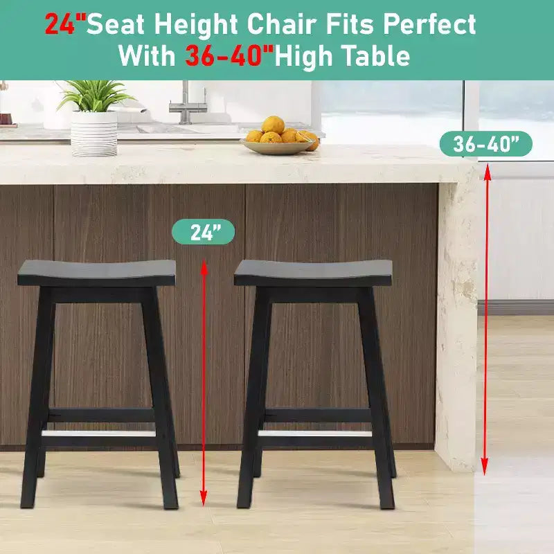 FDW Tabouret de Bar Bois Classique 24/30 Pouces Selle Siège Cuisine Tabouret de Bar Lot de 2 Tabourets de Bar avec Repose-Pieds Tabourets de Comptoir en Bois pour la Maison