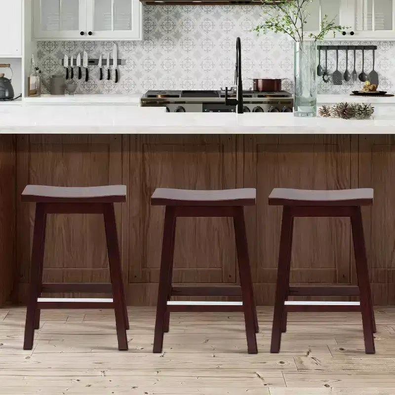 FDW Tabouret de Bar Bois Classique 24/30 Pouces Selle Siège Cuisine Tabouret de Bar Lot de 2 Tabourets de Bar avec Repose-Pieds Tabourets de Comptoir en Bois pour la Maison