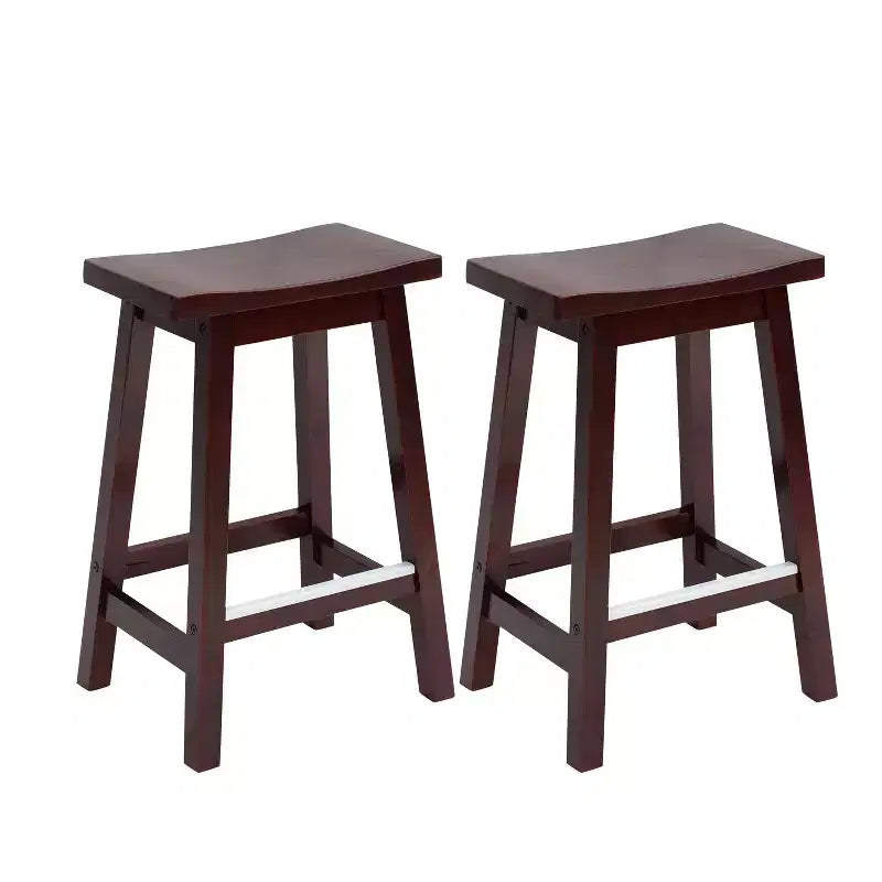 FDW Tabouret de Bar Bois Classique 24/30 Pouces Selle Siège Cuisine Tabouret de Bar Lot de 2 Tabourets de Bar avec Repose-Pieds Tabourets de Comptoir en Bois pour la Maison