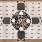 VECELO Table à manger ronde 36" pour 4, plateau de table de bar en faux marbre avec pieds en métal pour cuisine, petits espaces