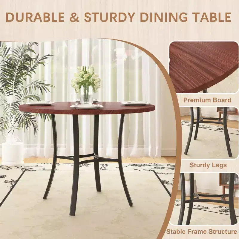 VECELO Table à manger ronde 36" pour 4, plateau de table de bar en faux marbre avec pieds en métal pour cuisine, petits espaces