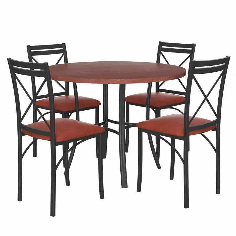 VECELO Table à manger ronde 36" pour 4, plateau de table de bar en faux marbre avec pieds en métal pour cuisine, petits espaces