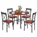 VECELO Table à manger ronde 36" pour 4, plateau de table de bar en faux marbre avec pieds en métal pour cuisine, petits espaces