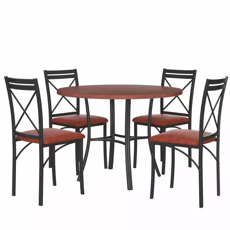 VECELO Table à manger ronde 36" pour 4, plateau de table de bar en faux marbre avec pieds en métal pour cuisine, petits espaces