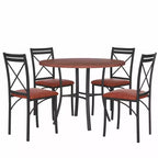 VECELO Table à manger ronde 36" pour 4, plateau de table de bar en faux marbre avec pieds en métal pour cuisine, petits espaces