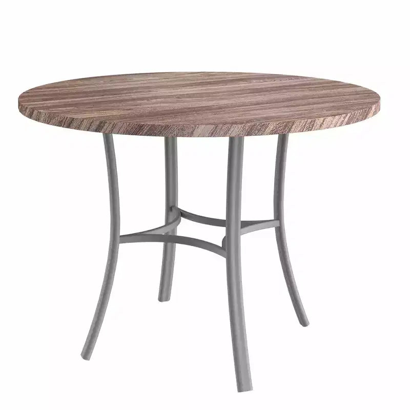 VECELO Table à manger ronde 36" pour 4, plateau de table de bar en faux marbre avec pieds en métal pour cuisine, petits espaces