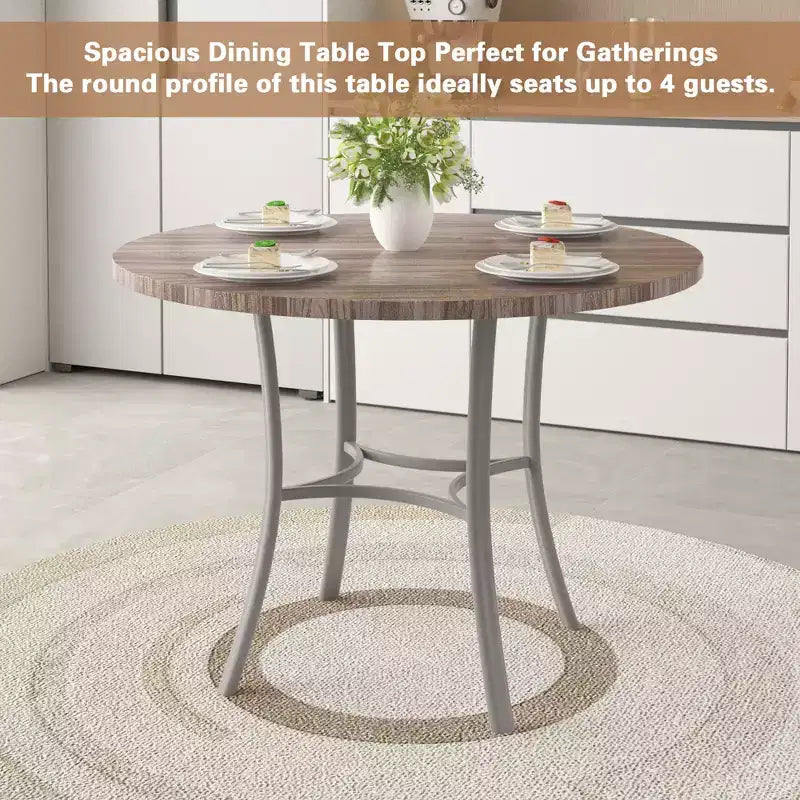 VECELO Table à manger ronde 36" pour 4, plateau de table de bar en faux marbre avec pieds en métal pour cuisine, petits espaces