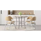 VECELO Table à manger ronde 36" pour 4, plateau de table de bar en faux marbre avec pieds en métal pour cuisine, petits espaces