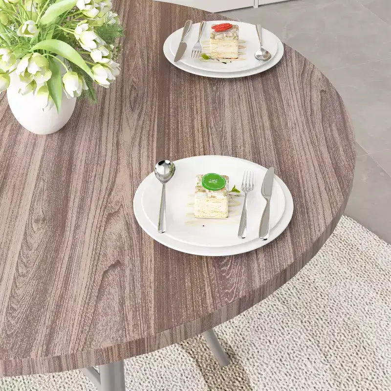 VECELO Table à manger ronde 36" pour 4, plateau de table de bar en faux marbre avec pieds en métal pour cuisine, petits espaces