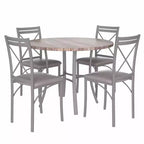 VECELO Table à manger ronde 36" pour 4, plateau de table de bar en faux marbre avec pieds en métal pour cuisine, petits espaces