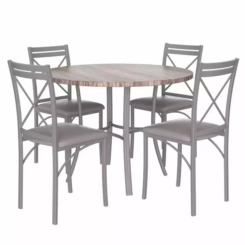 VECELO Table à manger ronde 36" pour 4, plateau de table de bar en faux marbre avec pieds en métal pour cuisine, petits espaces