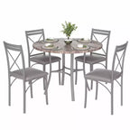 VECELO Table à manger ronde 36" pour 4, plateau de table de bar en faux marbre avec pieds en métal pour cuisine, petits espaces