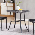VECELO Table à manger ronde 36" pour 4, plateau de table de bar en faux marbre avec pieds en métal pour cuisine, petits espaces