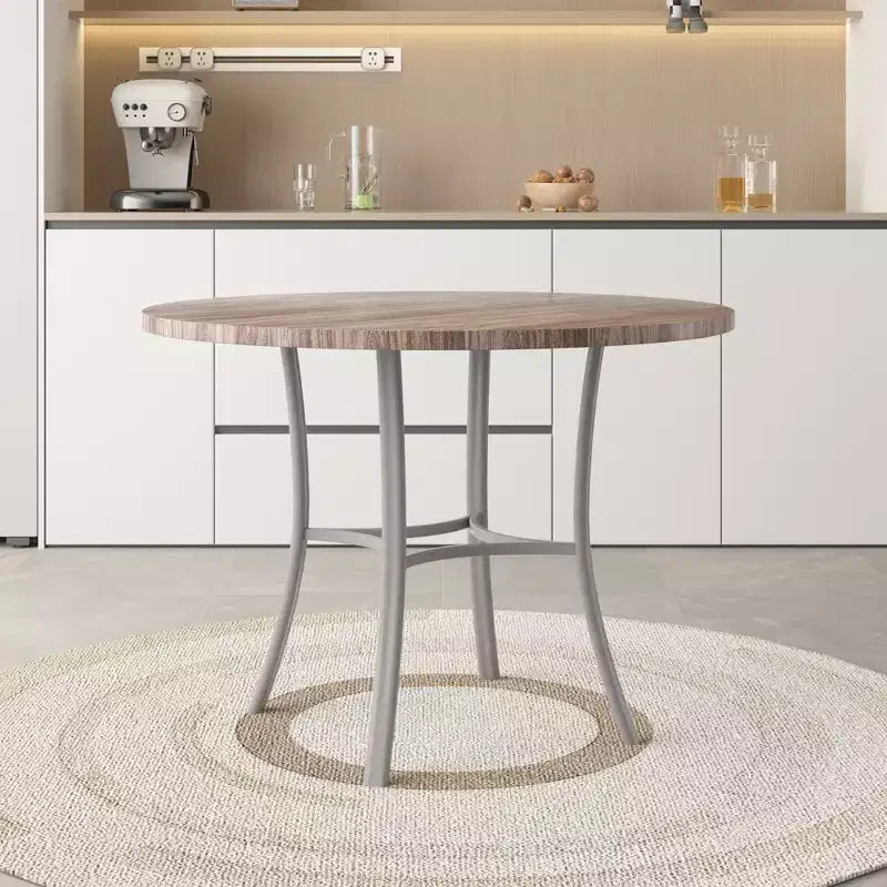 VECELO Table à manger ronde 36" pour 4, plateau de table de bar en faux marbre avec pieds en métal pour cuisine, petits espaces