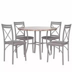 VECELO Table à manger ronde 36" pour 4, plateau de table de bar en faux marbre avec pieds en métal pour cuisine, petits espaces