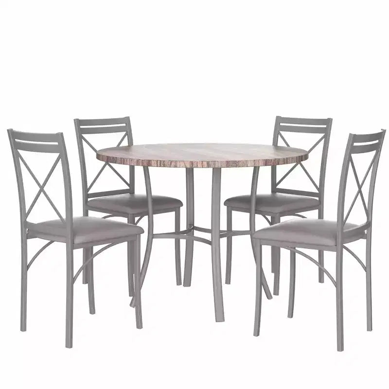 VECELO Table à manger ronde 36" pour 4, plateau de table de bar en faux marbre avec pieds en métal pour cuisine, petits espaces