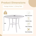 VECELO Table à manger ronde 36" pour 4, plateau de table de bar en faux marbre avec pieds en métal pour cuisine, petits espaces
