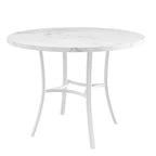 VECELO Table à manger ronde 36" pour 4, plateau de table de bar en faux marbre avec pieds en métal pour cuisine, petits espaces
