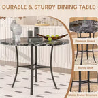 VECELO Table à manger ronde 36" pour 4, plateau de table de bar en faux marbre avec pieds en métal pour cuisine, petits espaces