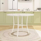 VECELO Table à manger ronde 36" pour 4, plateau de table de bar en faux marbre avec pieds en métal pour cuisine, petits espaces