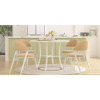 VECELO Table à manger ronde 36" pour 4, plateau de table de bar en faux marbre avec pieds en métal pour cuisine, petits espaces