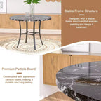 VECELO Table à manger ronde 36" pour 4, plateau de table de bar en faux marbre avec pieds en métal pour cuisine, petits espaces