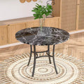 VECELO 36 Round Dining Table for 4, Faux Marble Bar Table Top with Metal Legs for Kitchen, Small Spaces