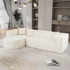 Canapé sectionnel de style moderne, canapé sectionnel en éponge, canapé modulaire en forme de L avec design incurvé élégant et tissu chenille luxueux, deux coussins décoratifs, pour salon, bureau