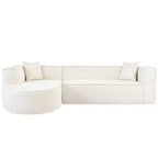 Canapé sectionnel de style moderne, canapé sectionnel en éponge, canapé modulaire en forme de L avec design incurvé élégant et tissu chenille luxueux, deux coussins décoratifs, pour salon, bureau