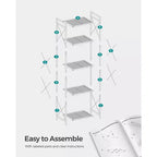 Étagère de rangement SONGMICS à 5 niveaux en métal, étagère de rangement avec cadres latéraux en X, maillage dense, 32 x 40 x 145,5 cm, noir encre
