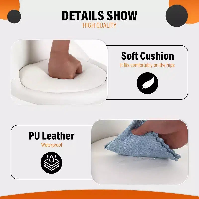 Tabouret de salon FDW réglable en hauteur, à roulettes, pivotant pour spa, avec siège confortable en cuir PU et base en métal chromé