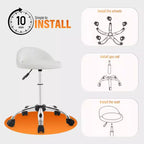 Tabouret de salon FDW réglable en hauteur, à roulettes, pivotant pour spa, avec siège confortable en cuir PU et base en métal chromé