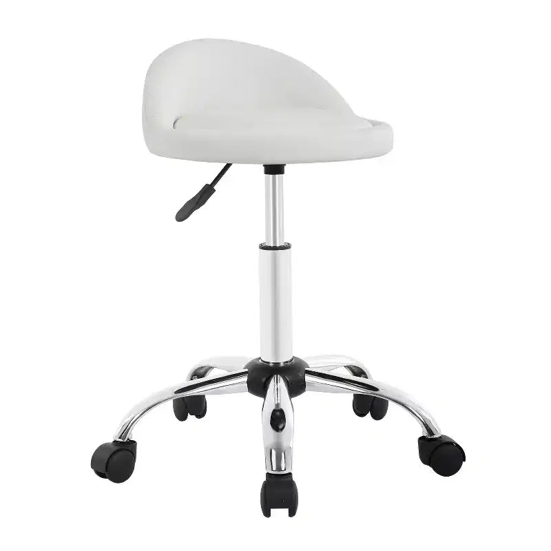 Tabouret de salon FDW réglable en hauteur, à roulettes, pivotant pour spa, avec siège confortable en cuir PU et base en métal chromé