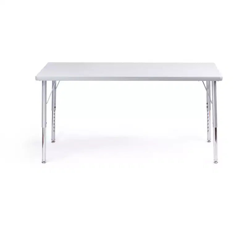 Ensemble table et chaises d'activités Bintiva - Table 60x120 cm à bords pulvérisés gris avec pieds réglables et 4 chaises de classe ZUUL bleues de 30 cm