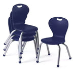 Ensemble table et chaises d'activités Bintiva - Table 60x120 cm à bords pulvérisés gris avec pieds réglables et 4 chaises de classe ZUUL bleues de 30 cm