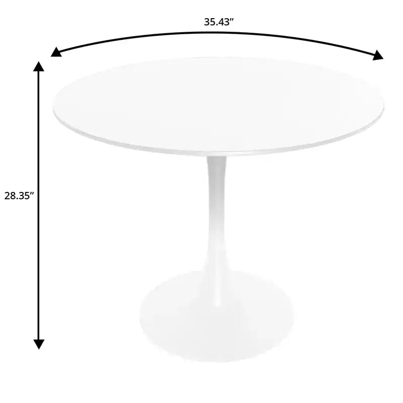 LeisureMod Bristol Ensemble de Salle à Manger 5 Pièces Blanc - Table Ronde et 4 Chaises de Salle à Manger Ergonomiques en Plastique