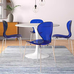 LeisureMod Bristol Ensemble de Salle à Manger 5 Pièces Blanc - Table Ronde et 4 Chaises de Salle à Manger Ergonomiques en Plastique