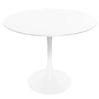 LeisureMod Bristol Ensemble de Salle à Manger 5 Pièces Blanc - Table Ronde et 4 Chaises de Salle à Manger Ergonomiques en Plastique