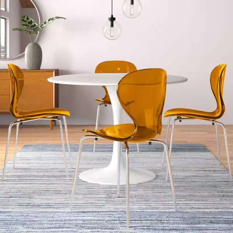 LeisureMod Bristol Ensemble de Salle à Manger 5 Pièces Blanc - Table Ronde et 4 Chaises de Salle à Manger Ergonomiques en Plastique
