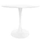 LeisureMod Bristol Ensemble de Salle à Manger 5 Pièces Blanc - Table Ronde et 4 Chaises de Salle à Manger Ergonomiques en Plastique