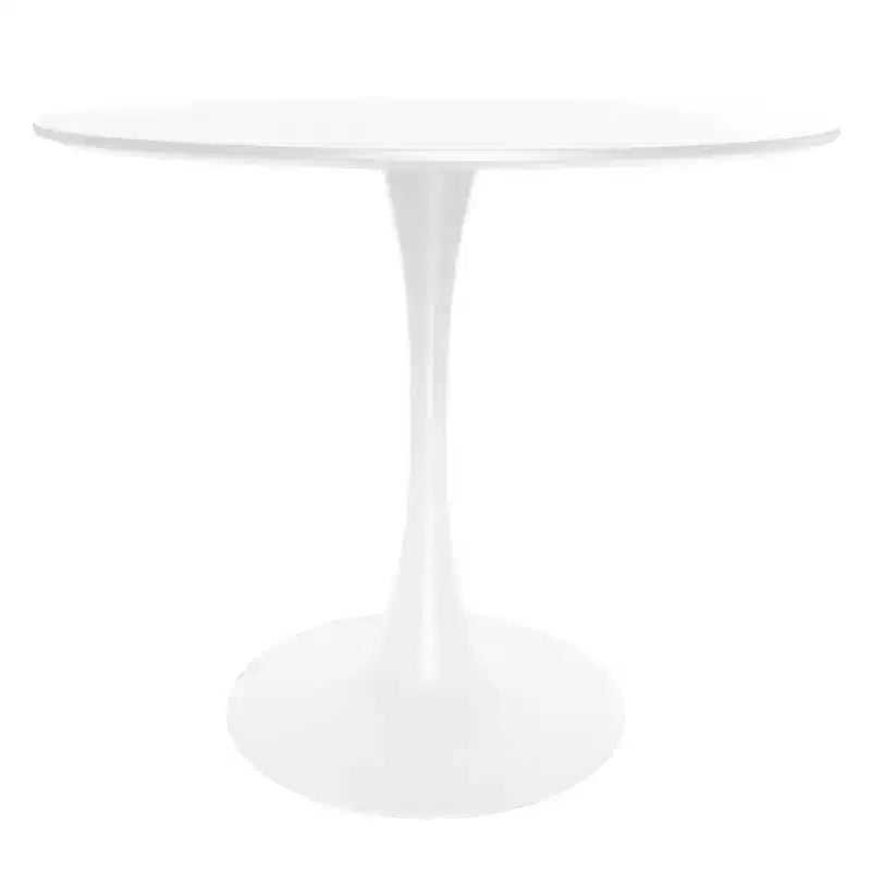 LeisureMod Bristol Ensemble de Salle à Manger 5 Pièces Blanc - Table Ronde et 4 Chaises de Salle à Manger Ergonomiques en Plastique