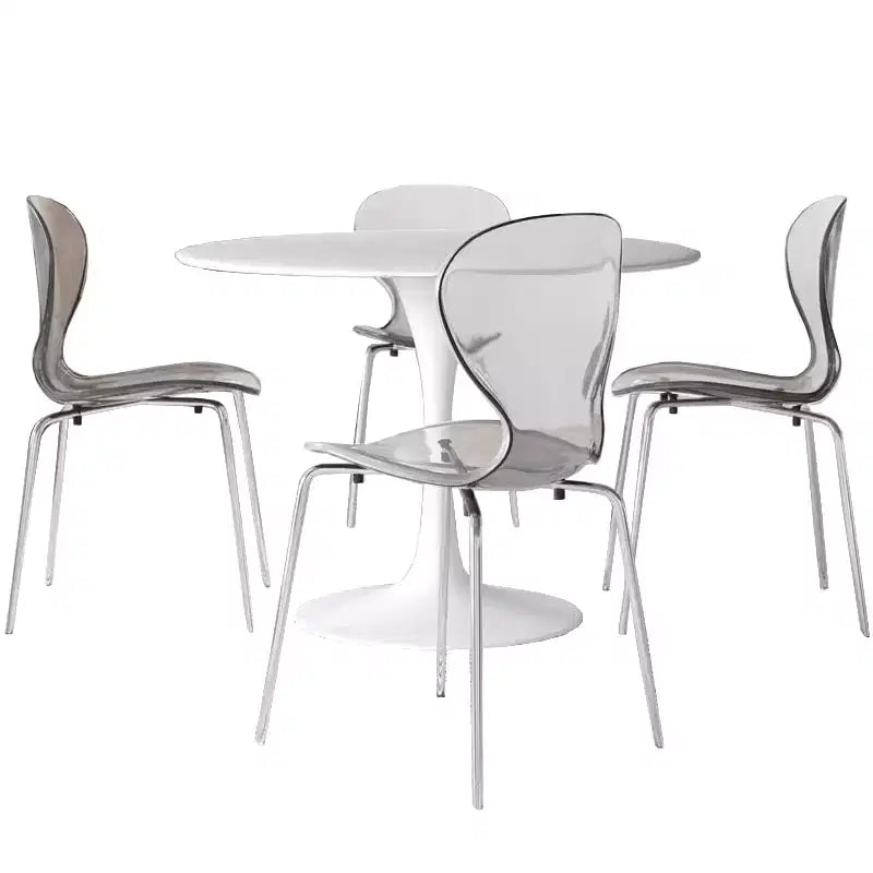 LeisureMod Bristol Ensemble de Salle à Manger 5 Pièces Blanc - Table Ronde et 4 Chaises de Salle à Manger Ergonomiques en Plastique
