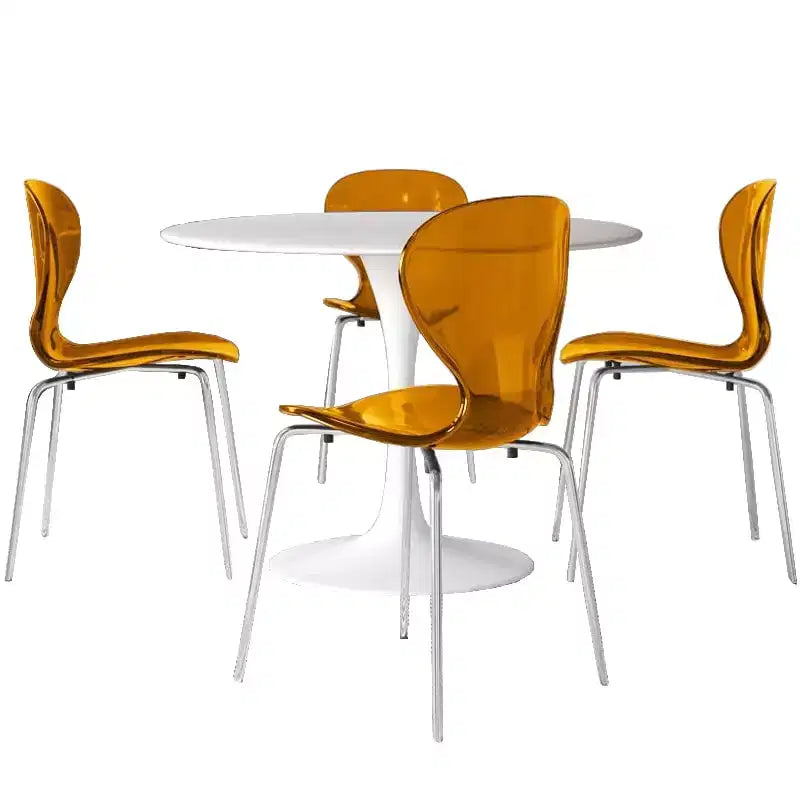 LeisureMod Bristol Ensemble de Salle à Manger 5 Pièces Blanc - Table Ronde et 4 Chaises de Salle à Manger Ergonomiques en Plastique